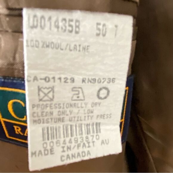 Chaps Ralph Lauren Suit Jacket Tan Wool Window Pane Plaid Men’s Size 50R - Picture 9 of 16